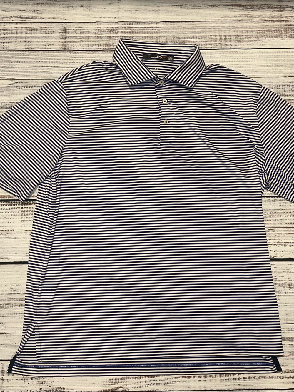 RLX Ralph Lauren Mens Golf Polo Shirt Size XL Blue White Striped Performance - Picture 1 of 8